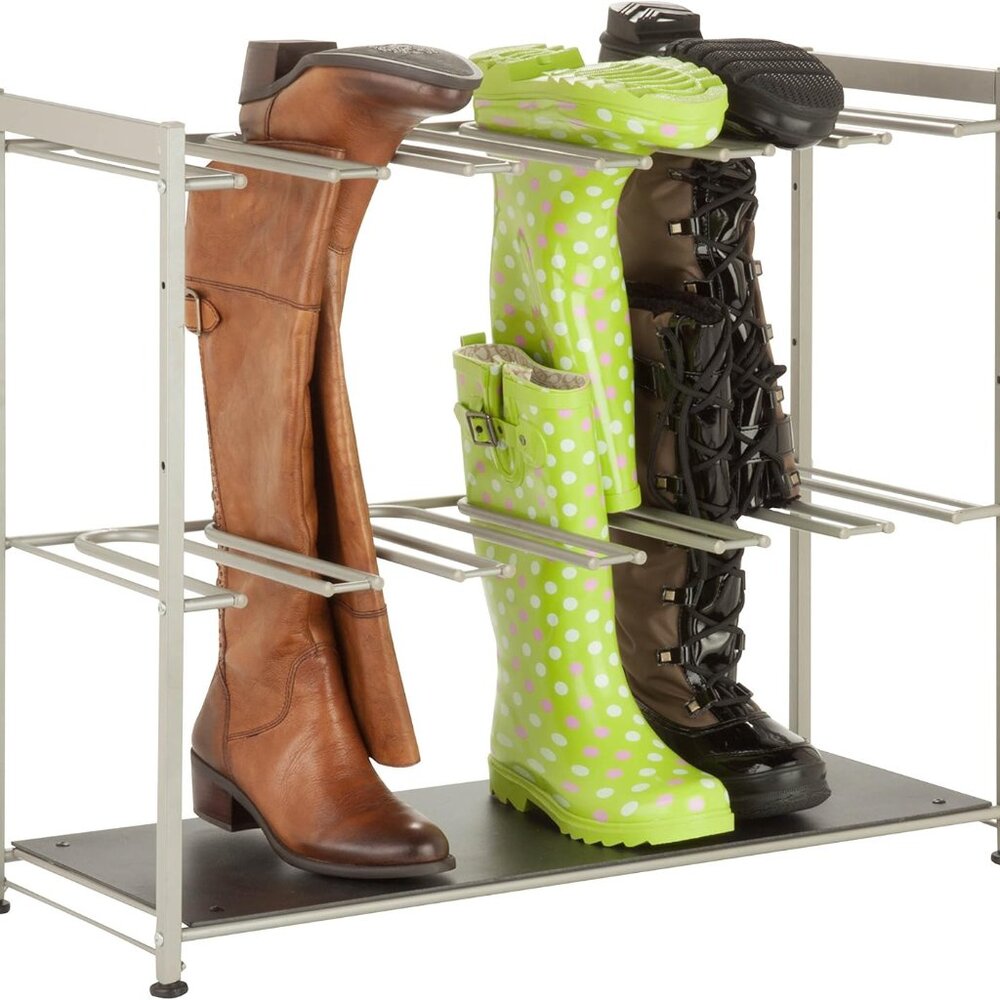6-Pair Boot Rack, 27.5" x 10.75" x 22.5", Silver